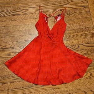 Zara Red Polka Dot Strappy Slip Dress Valentines Day Pin Up XS
